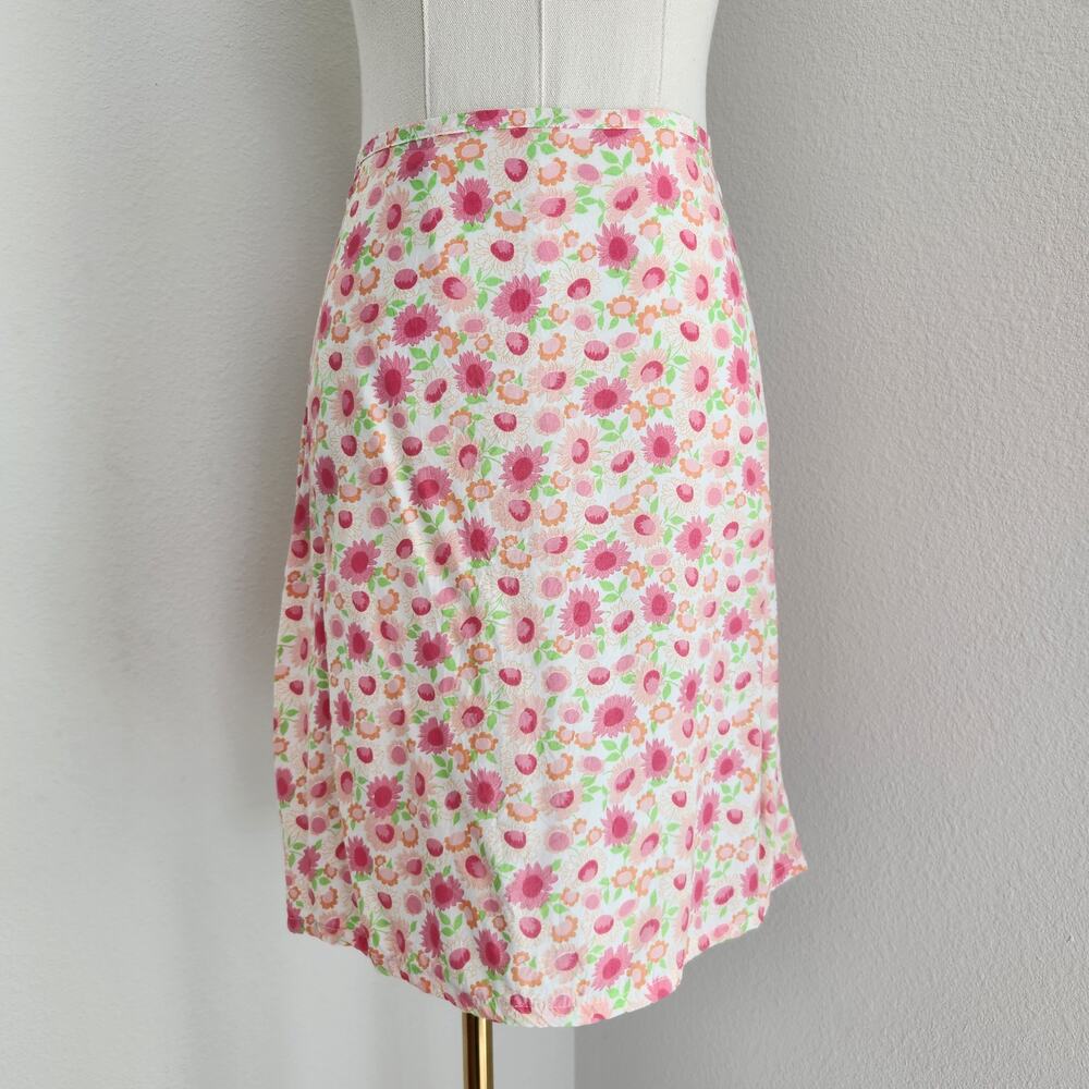 Vintage Y2K H&M White Pink Ditsy Floral Print Mini Skirt Cottagecore Twee 4 S
